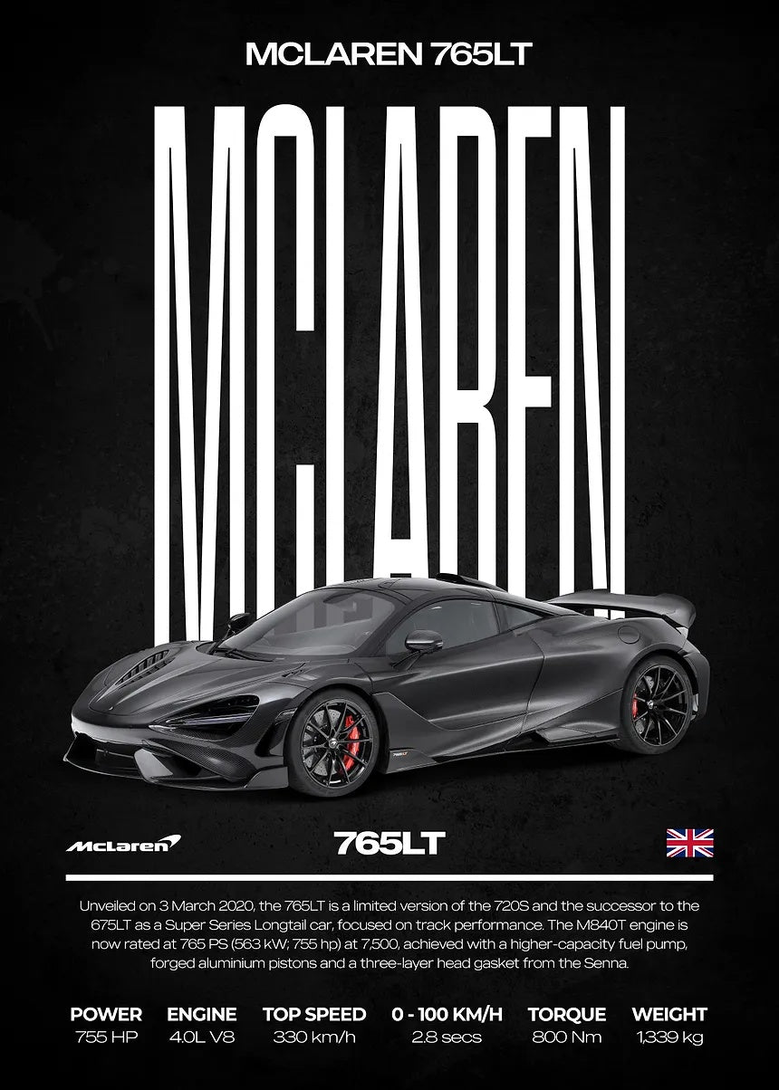 McLaren 765LT metal wall art